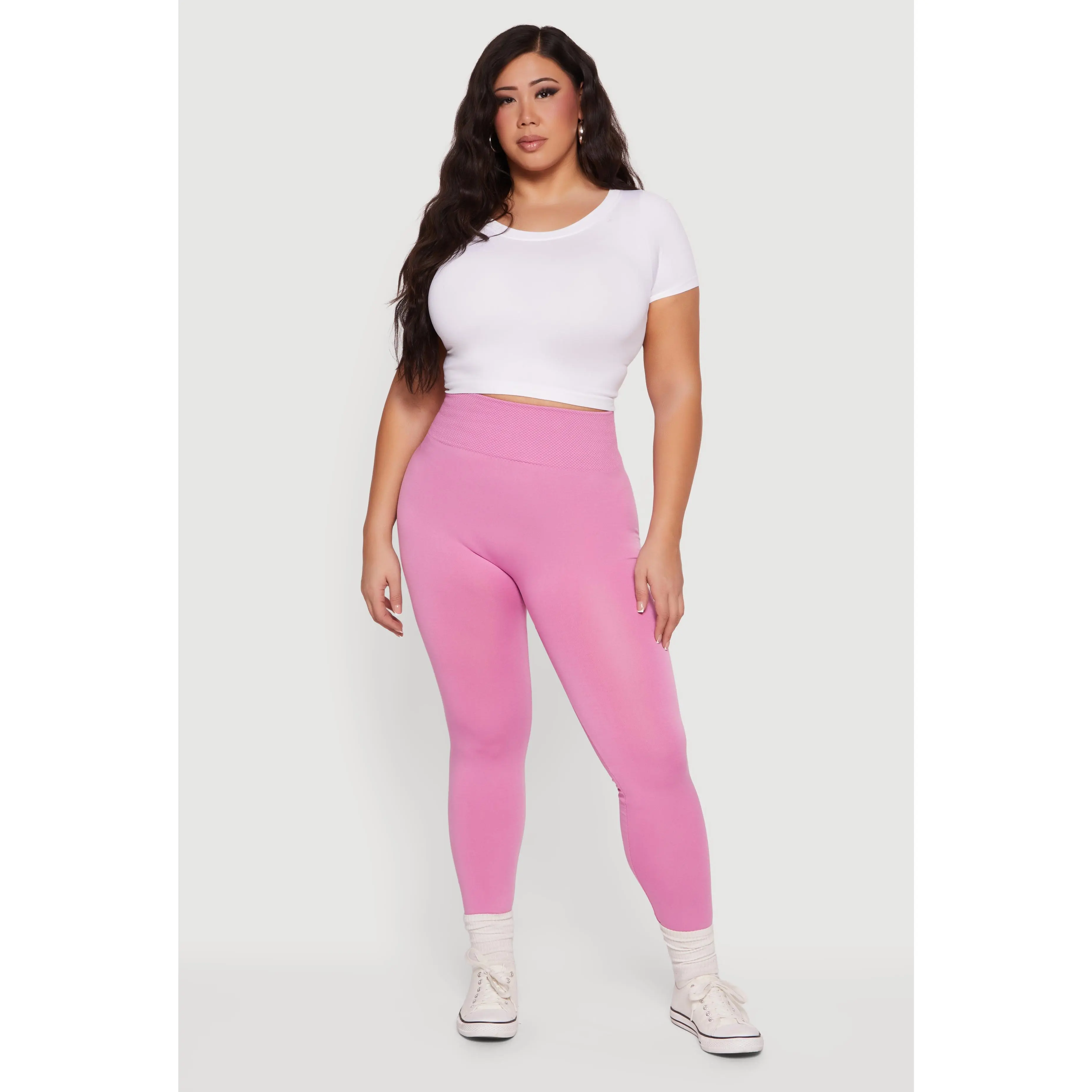 Plus Size Waffle Knit Waist Leggings