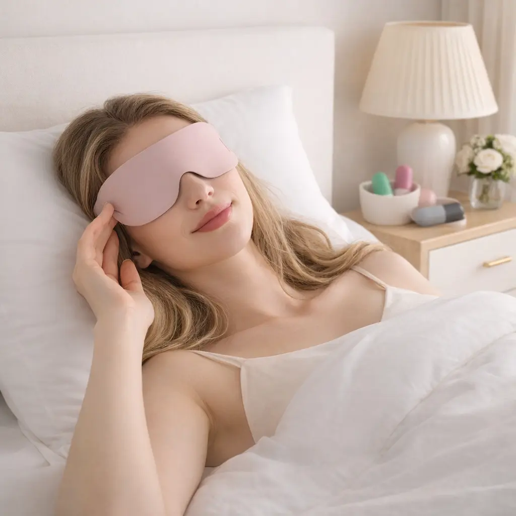 HTA Unisex 1-Piece Portable Light Blocker Eye Mask - Soft Blackout Sleep Aid Bedding Accessory for Travel, Home