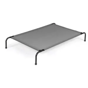 Cooling Breathable Elevated Dog Bed with Metal Frame for Large Dogs, 51"D x 31"W x 8"H Inch, Grey, Basics washable raised dog bed Outdoor Pet Supplies