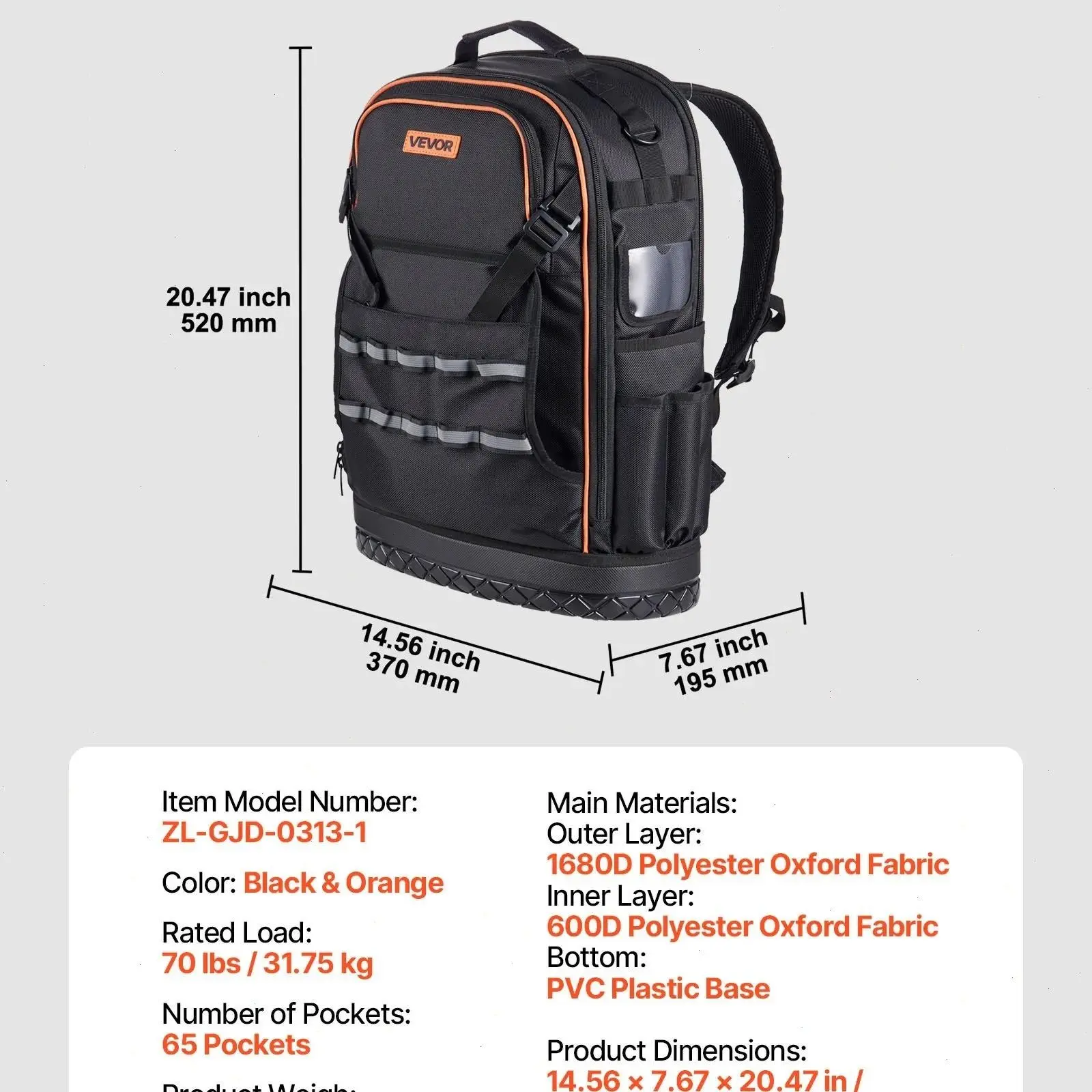 65 Pockets【Without Tools】