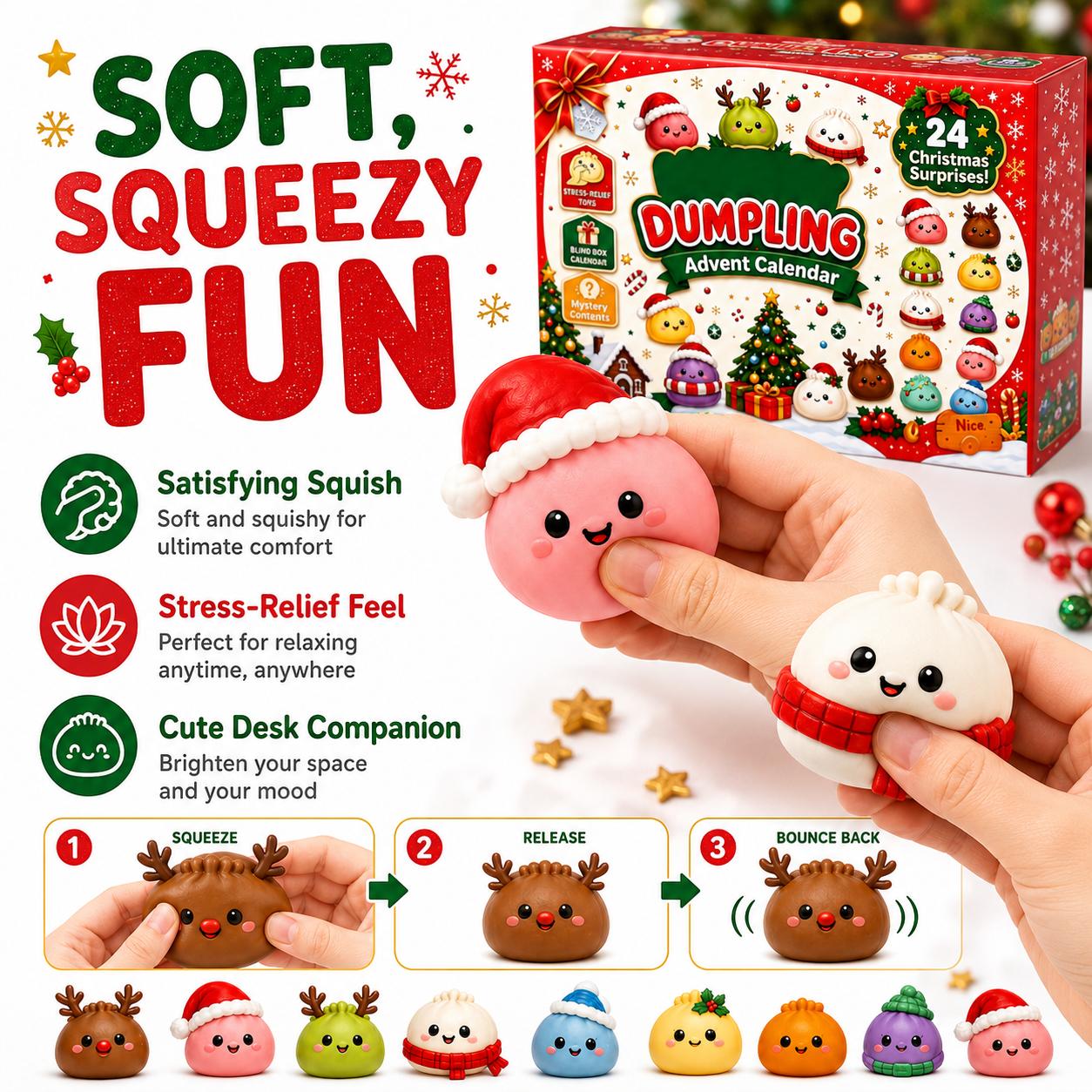 2026 Dumpling Squishy Advent Calendar - Indoor Recreation Stress Relief Toy, 24 Surprise Kawaii Mini Food Squishy Figures, Cute Christmas Countdown Holiday Gift 2026 Dumpling Squishy Advent Calendar - Indoor Recreation Stress Relief Toy, 24 Surprise Kawaii Mini Food Squishy Figures, Cute Christmas Countdown Holiday Gift