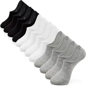Women's 3-Pairs No Show Athletic Socks - Minimalist Basic Style, Comfortable Low Cut Liners with Silicone Heel Grip, Soft Stretch Knit, Breathable Lightweight Non-Slip Solid Socks for Gym, Everyday Wear (Black/White/Grey)