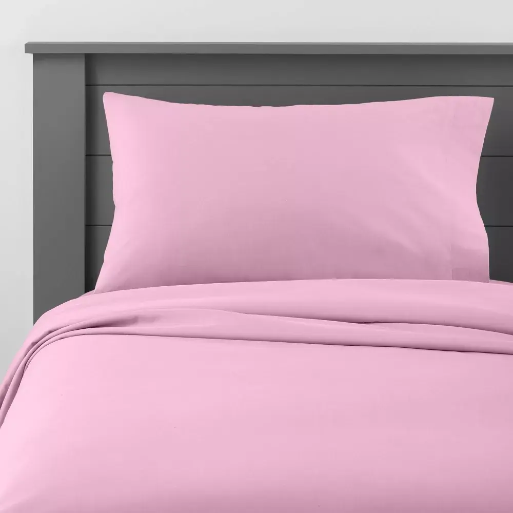 Full Solid Cotton Kids' Sheet Set Purple - Pillowfort: 4-Piece OEKO-TEX Certified 220 Thread Count Full Size