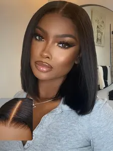Glueless Bob Wig Human Hair Pre Plucked 5x5 HD Lace Bob Wigs for Black Women 180% Density Wigs Human Hair Straight Bob Lace Front Wigs Beginner Friendly