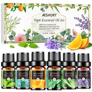 Essential Oils Set - 6 x 10ml Pure Aromatherapy Essential Oils Kit for Diffuser, Humidifier, Aromatherapy, Massage, Skin & Hair Care