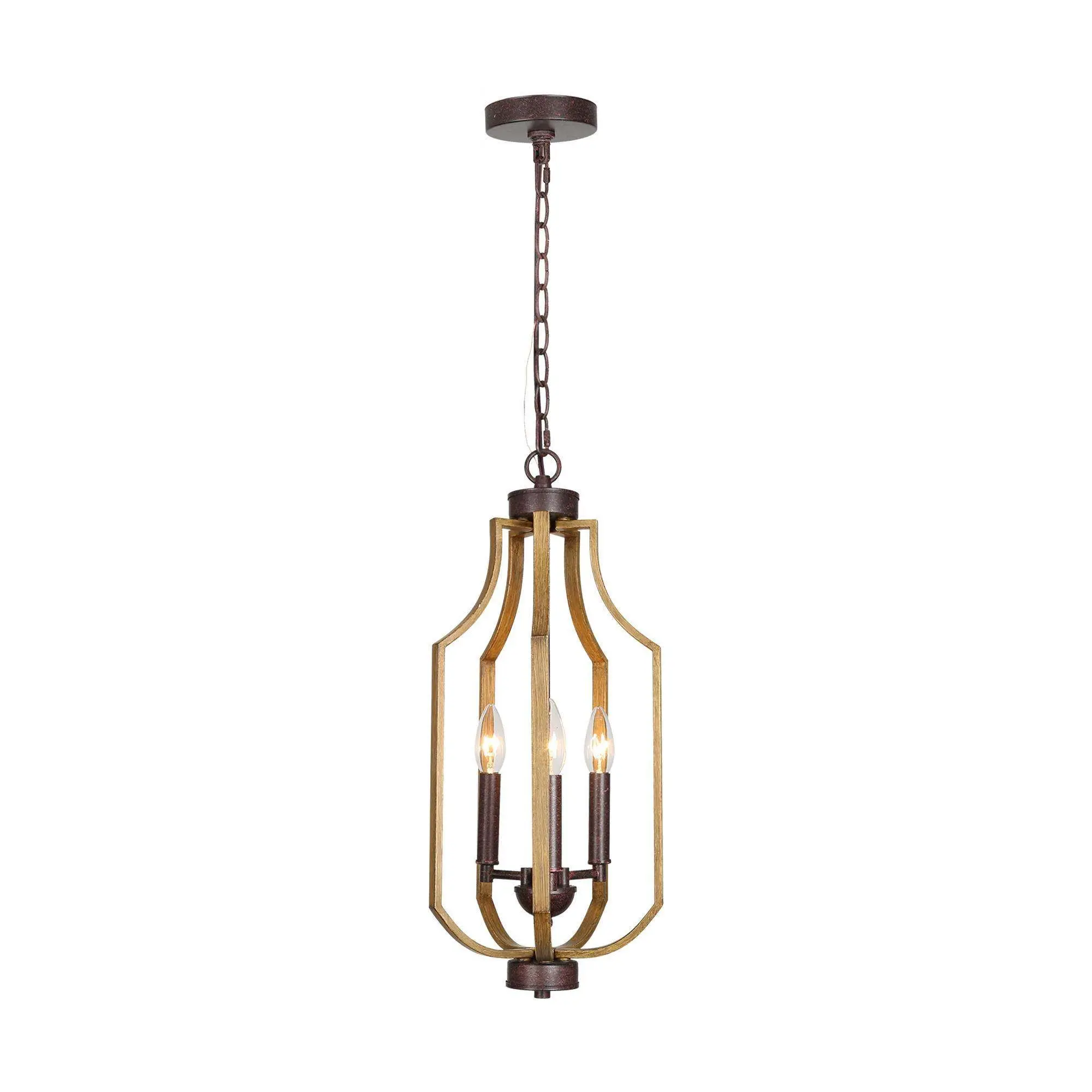Ksana 3-Light Farmhouse Faux Wood Slender Chandeliers