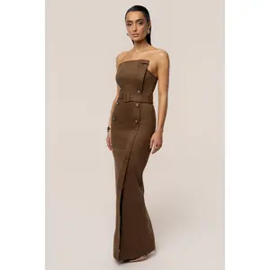Chocolate Xena Suede Maxi Dress