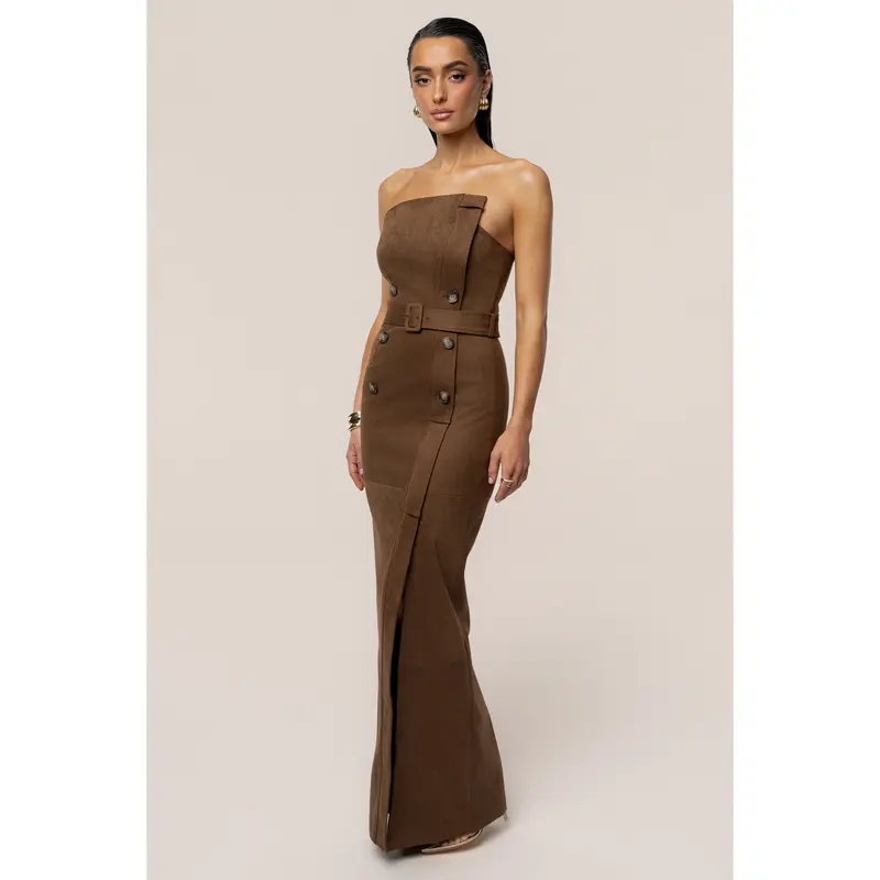 embroidered sequin maxi dress Women's Serelune Sequin Maxi Dress Champagne S/M/L/Customize MEAN BLVD Champagne / M