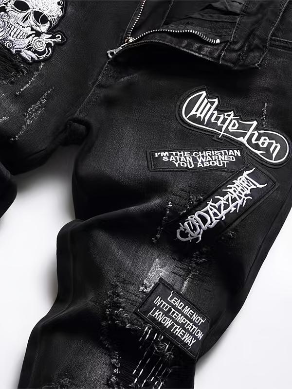 New Ripped Straight Leg Jeans for Men, Trendy Distressed Denim Jeans, Casual Fashion for All Seasons, Comfortable Fit