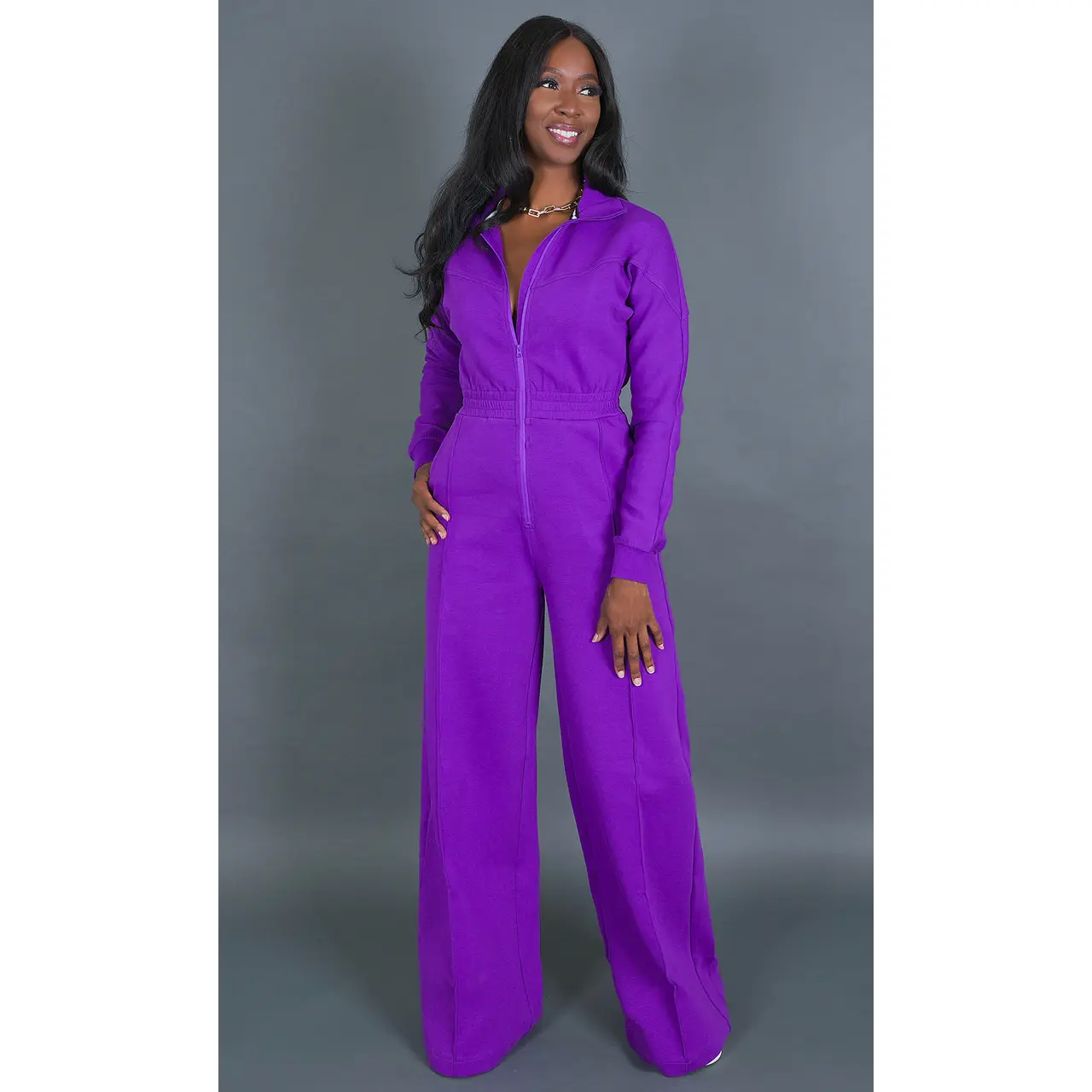 Every Day Sweat Jumpsuit - Purple