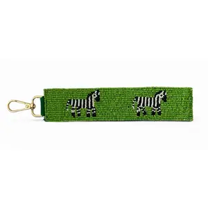 Zebra Beaded Wristlet Keychain