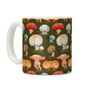 Mushroom Pattern Coffee Mug Ceramic Drinkware Printed Handles funny coffee