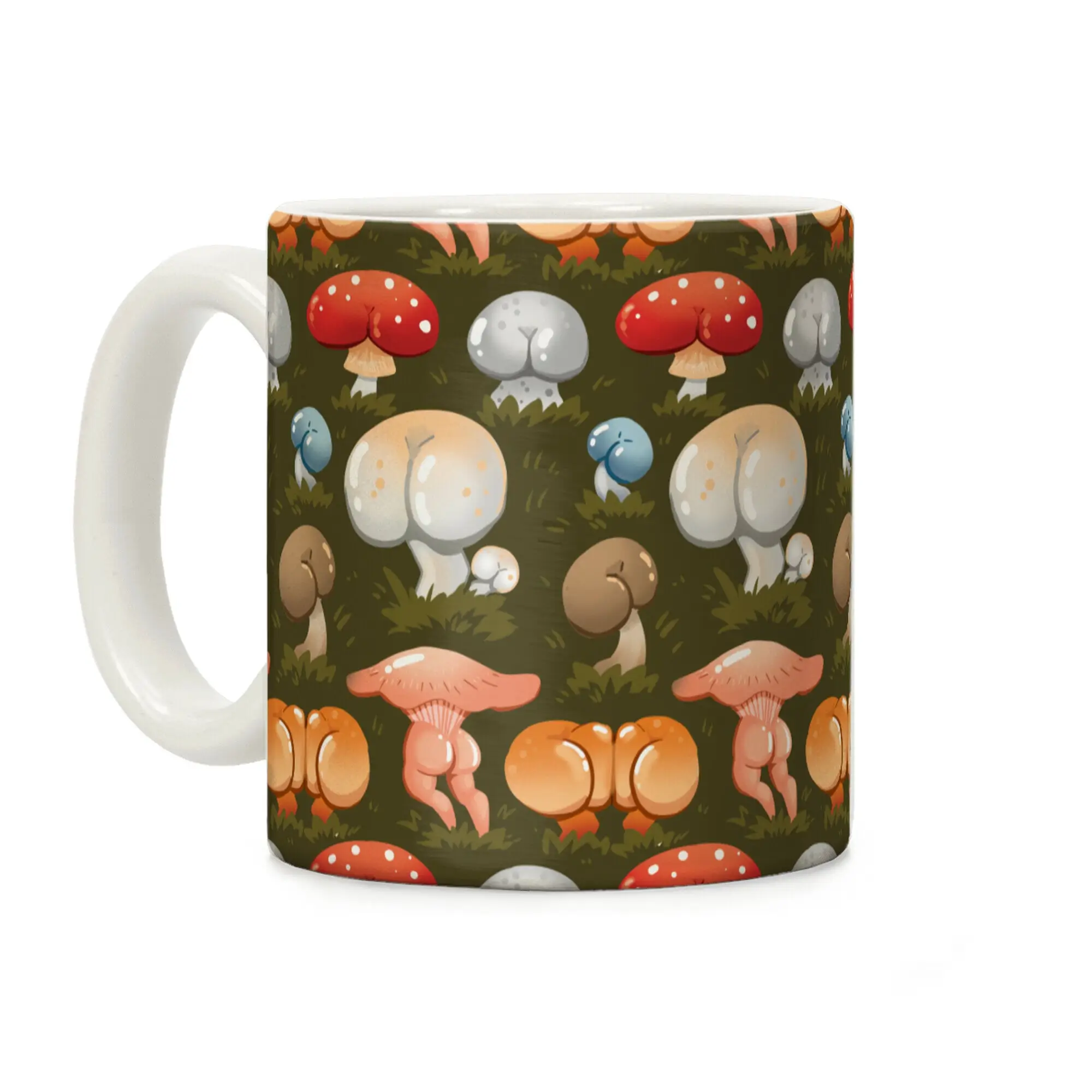 Mushroom Pattern Coffee Mug Ceramic Drinkware Printed Handles funny coffee