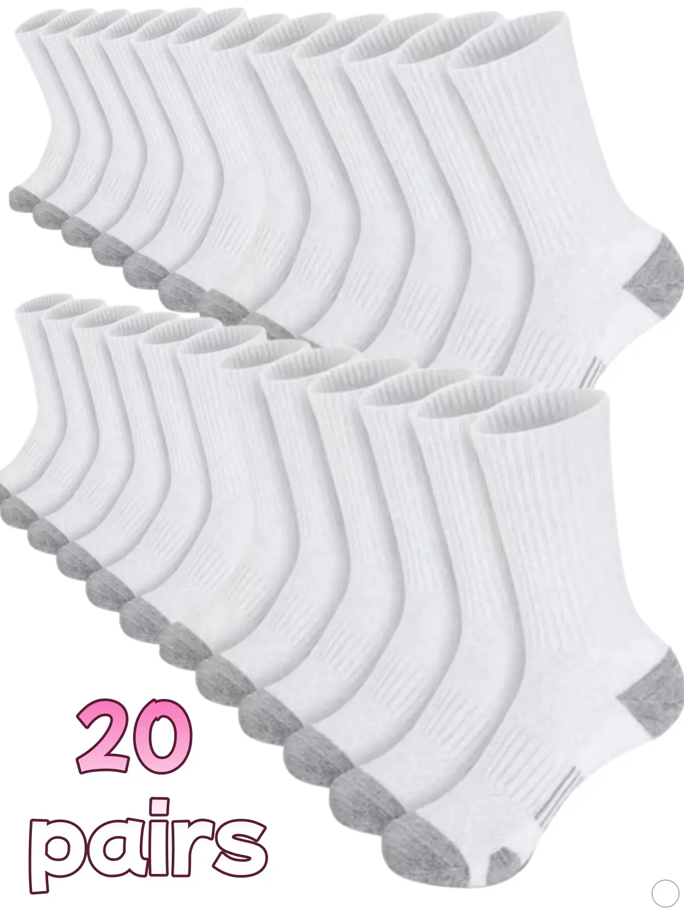 Men's breathable casual sports mid-calf socks, pack of 20 pairs, moisture-absorbing, odor-resistant, comfortable and durable for daily wear, suitable for outdoor sports, vacations, and outings, Moisture Wicking Socks, Athletic Socks