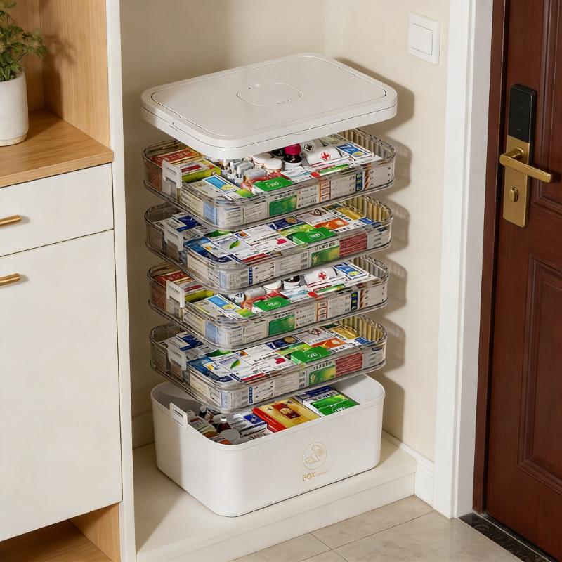 layer Plastic Storage Box | Transparent Organizing Box with Handles - Durable and Easy to Clean - Suitable for