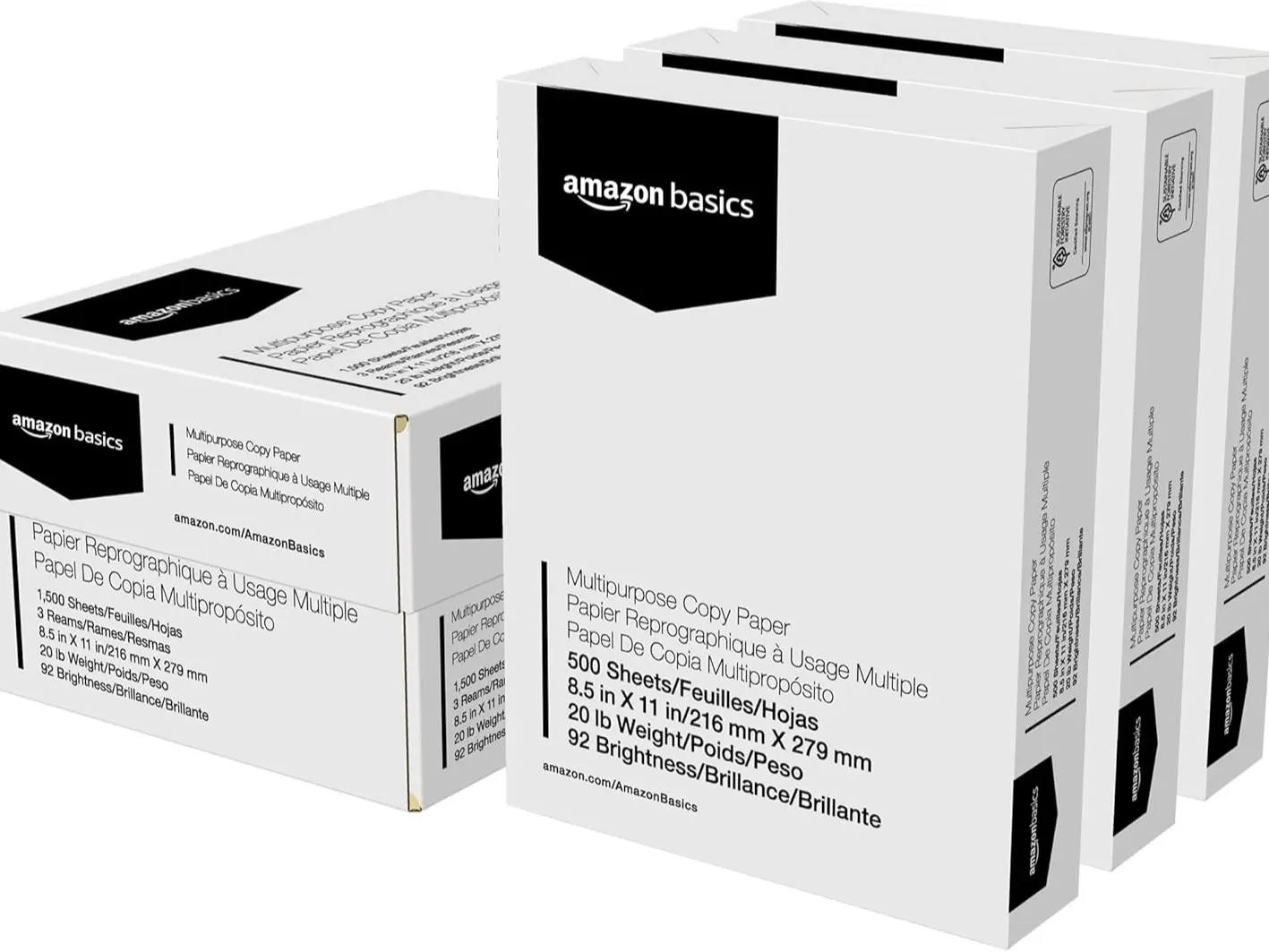 Multipurpose Copy Printer Paper, 20 lb, 8.5 x 11 Inches, 3 Reams (1,500 Sheets), 92 Bright White for Home Use