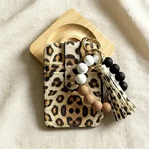 Vintage Wallet Keychain Wristlet for Women,Slim RFID Credit Card Holder Purse  With Bohemian Style Bead Wrist Keychain,Tassel Keychain,Portable Mini keychain wallet Coin Purse,Gift For Mothers,Friends