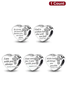 Heart Shaped Cross & Letter Design Beads, Fashionable Beads for Women & Girls, Trendy All-match & Exquisite DIY Jewelry for Birthday Gift, Heart Design Charm