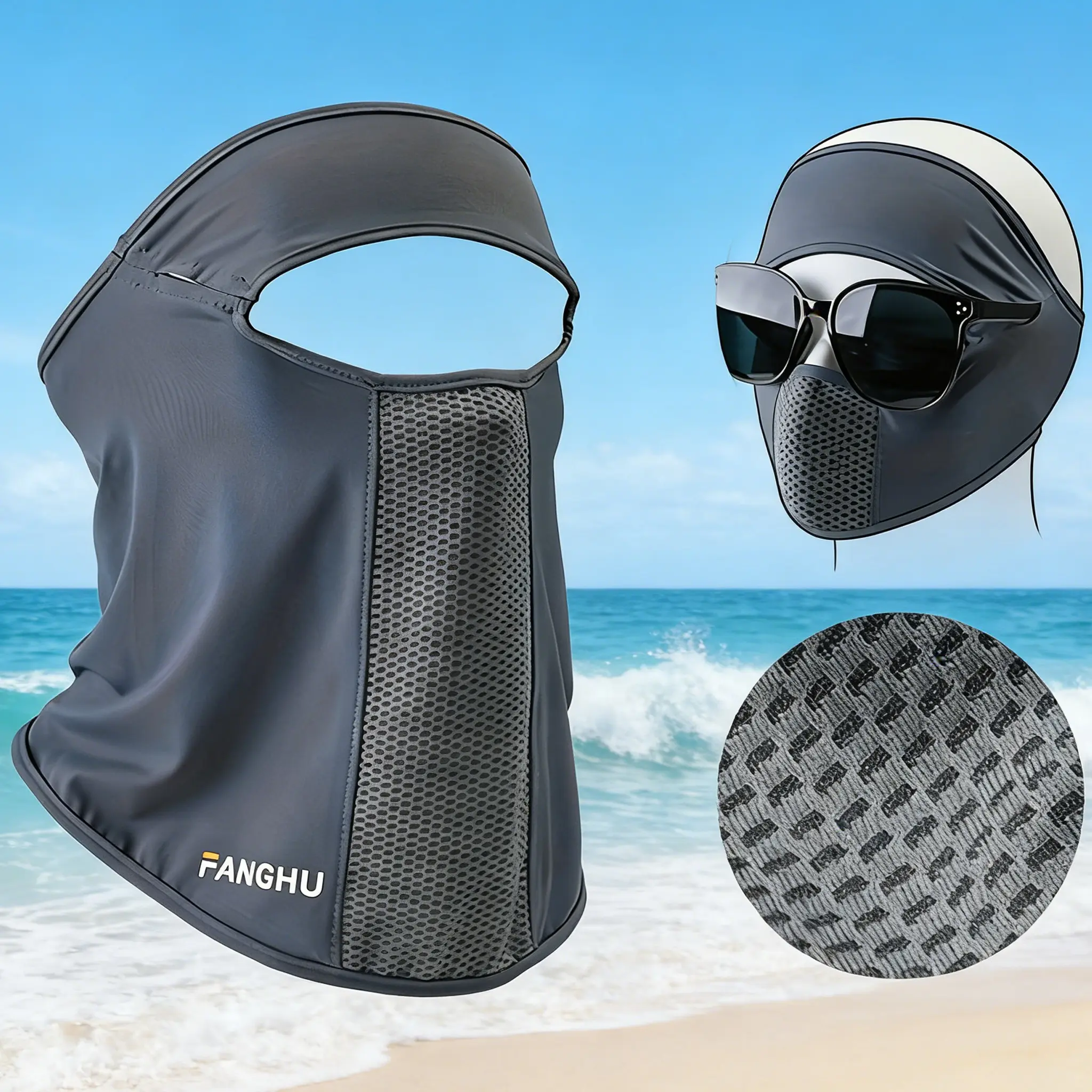 1-Pack Unisex Full Face Sun Protection Mask | Sunscreen, breathable and comfortable, lightweight and cool, made of polyester material, suitable for outdoor cycling and summer use.