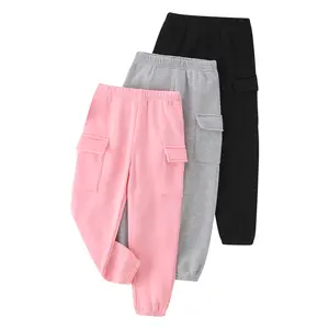 3 Pack girls autumn fashion comfortable solid color overalls children 3-14 years old elastic waist skin-friendly casual Joker pants