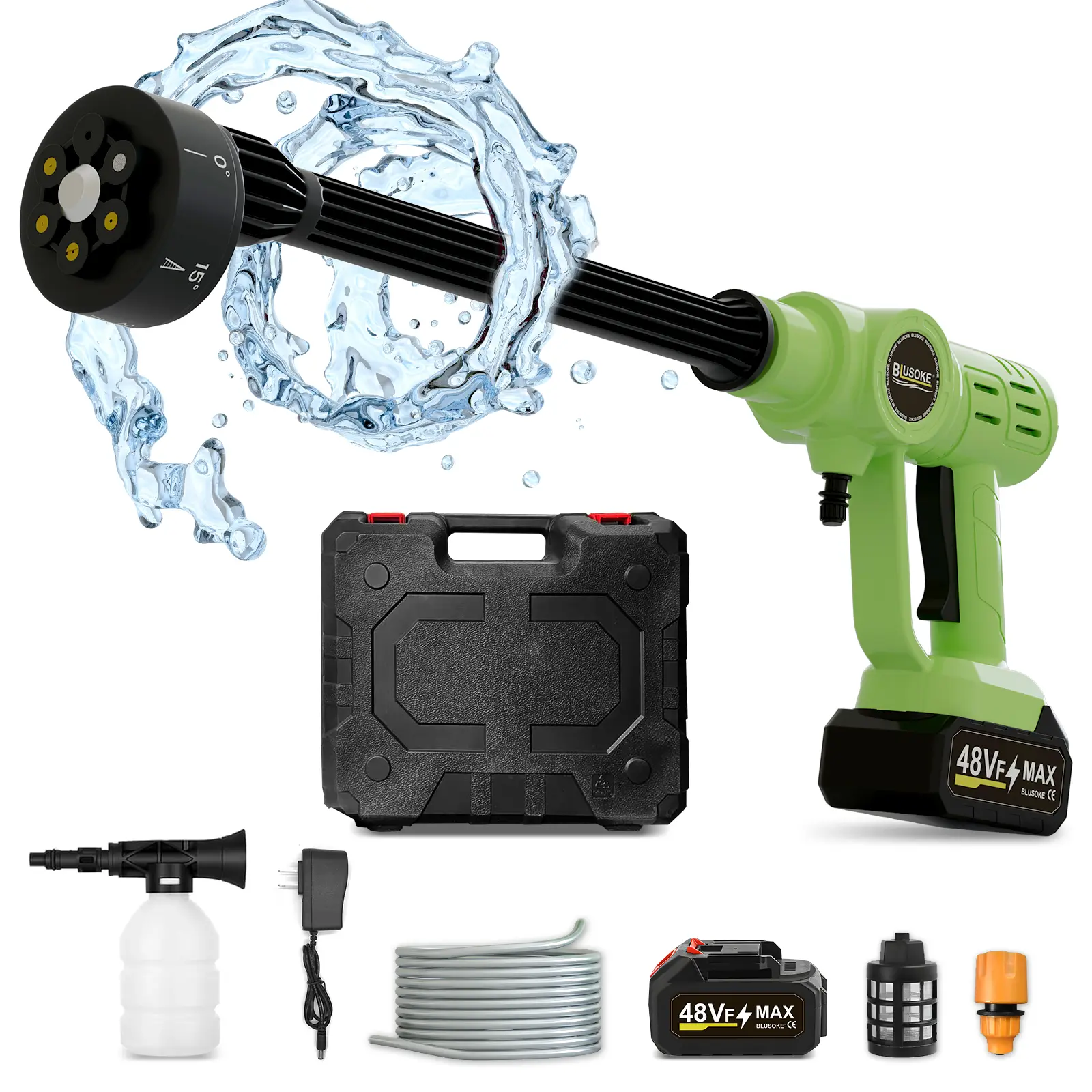 Cordless Adjustable Compact Cleaning Tool with 6-in-1 Nozzle & Foam Cannon for Car Cleaning, Surface Washing (Car Accessories)
