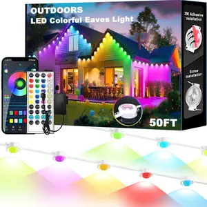 Permanent Outdoor Lights  IP67,  RGB+IC Eaves LED Lights with App & Remote Control, 200+ Dynamic Scene Modes for House Roof, Garden, Christmas, Party Decor