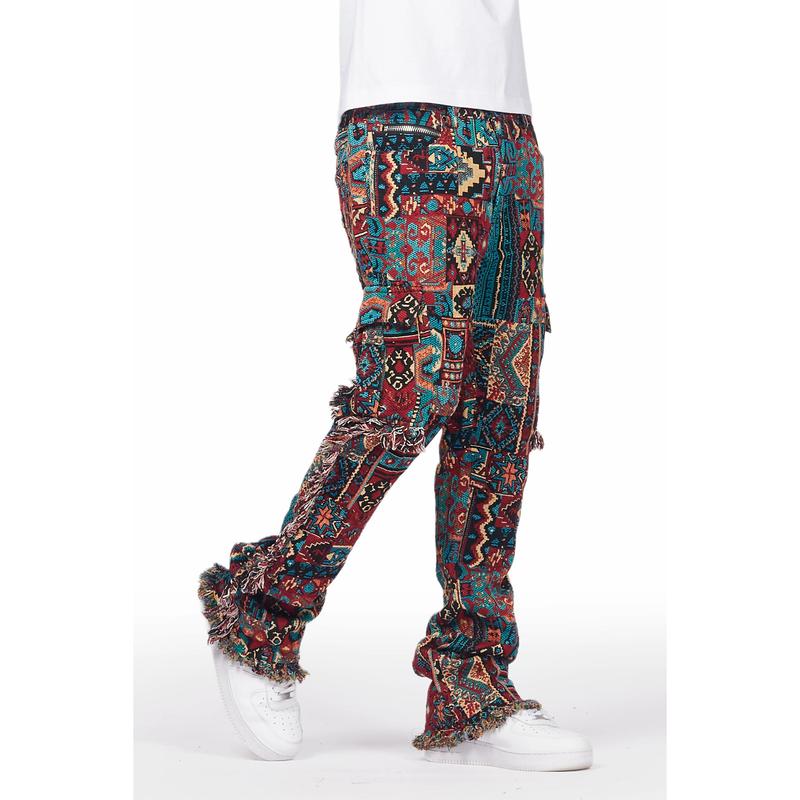 Ayami Red Slim Tapestry Flare Jean