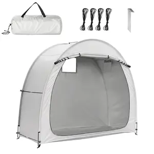 [Fahuac] 6.8x2.6FT Light Gray Bicycle Storage Shed Bicycle Accessories – Portable Bike Tent with 210D Waterproof Oxford, Fiberglass Frame, Holds 2-3 Bikes for Outdoor Patio, Garden