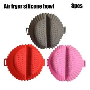 3-Pack Silicone Air Fryer Baskets, New Separable Foldable Design, Durable Heat-Resistant Material, Perfect for Cooking & Baking