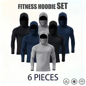 6-Piece Men's Casual Sporty Hooded Pullovers with UPF Sun Protection Soft Fabric Long-Sleeve Design for Daily Wear & Sports Activities Athletic Compression Shirts Athletic Apparel Athleisure Street Fit SpringStatements