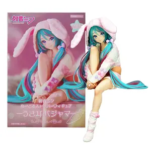 15CM Anime HATSUNE MIKU Figure Noodle Stopper Figure Rabbit Ear Pajamas Model Toy Doll Aciton Figure Collection Gift PVC