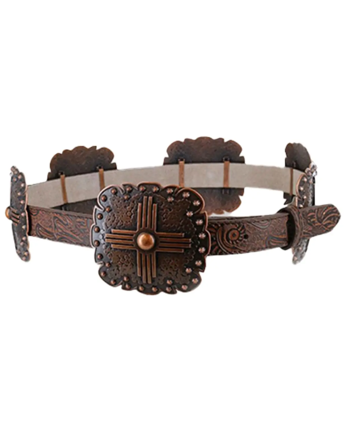 Angel Ranch Women's Women'S Scalloped Concho Leather Belt - Da3668 Angel Ranch Women's Women'S Scalloped Concho Leather Belt - Da3668