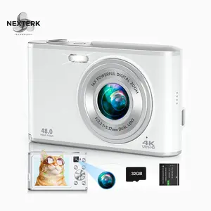 Digital Camera FHD 4K 48MP Auto Focus Digital Camera Selfie with Front and Rear Dual Lenses, 32GB Card, 16X Digital Zoom, Point Shoot Digital Cameras Compact Travel Vlogging Video Camera Gift for Beginner, Mothers Day Mom Gifts
