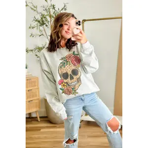 Floral Leopard Skull Graphic Top