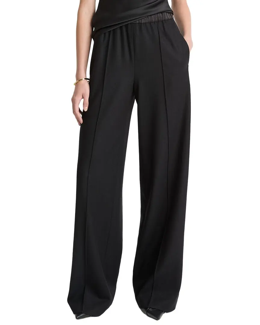 Vince Mid Rise Satin Combo Pull On Wool-Blend Pant