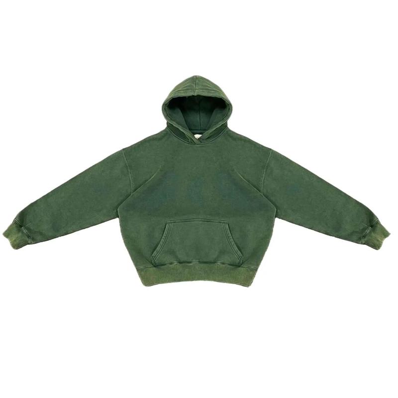 400 GSM Cotton Lightly Washed Unisex Blank Hoodies  Hooded Sweatshirt Vintage Heavyweight Hoodies Streetwear Menswear Sweaters