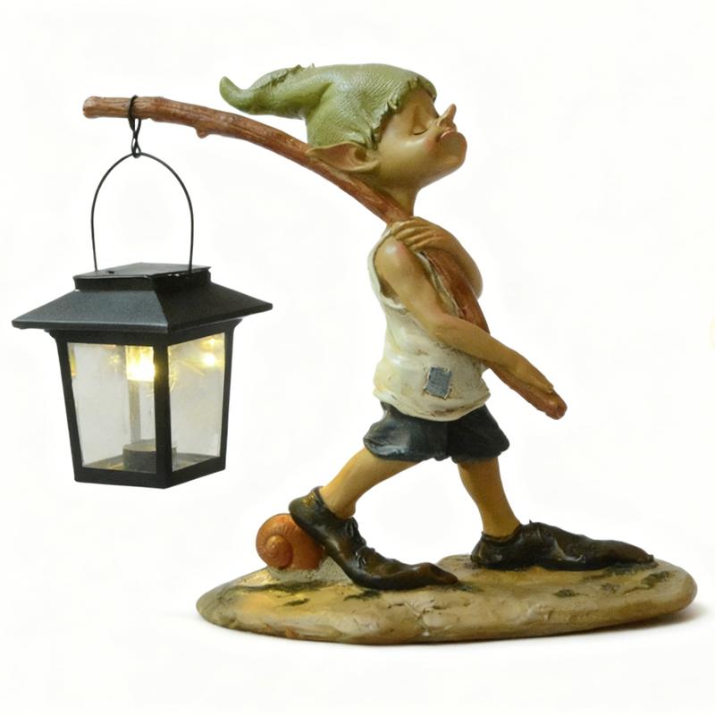 Wandering Elf Statue With Solar Powered Photosensitive Lamp,Outdoor Garden and Courtyard Decorations,Ideal Gifts for Women, Mom or Birthdays, Beautifully Crafted Outdoor & Home Decor to Wow Your Guests