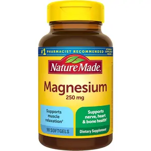 Nature Made Magnesium 250 Mg Softgels - 90 Count, Gluten-Free, Dye-Free, Flavor-Free, Supports Muscle Relaxation, Heart & Bone Health, 90 Day Supply - Healthcare