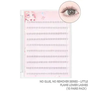 120 clusters Individual Lashes, Individual Lash Extensions, no-glue double-tip small flame lower eyelashes, daily natural style transparent stem thin stem 5mm eyelashes, fairy-like realistic C curl, suitable for commuting, party makeup false eyelashes