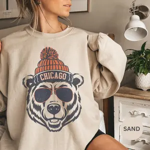 Chicago Football Sweatshirt, Trendy Chicago Football Fan Gifts, Chicago Football Game Day Sweater