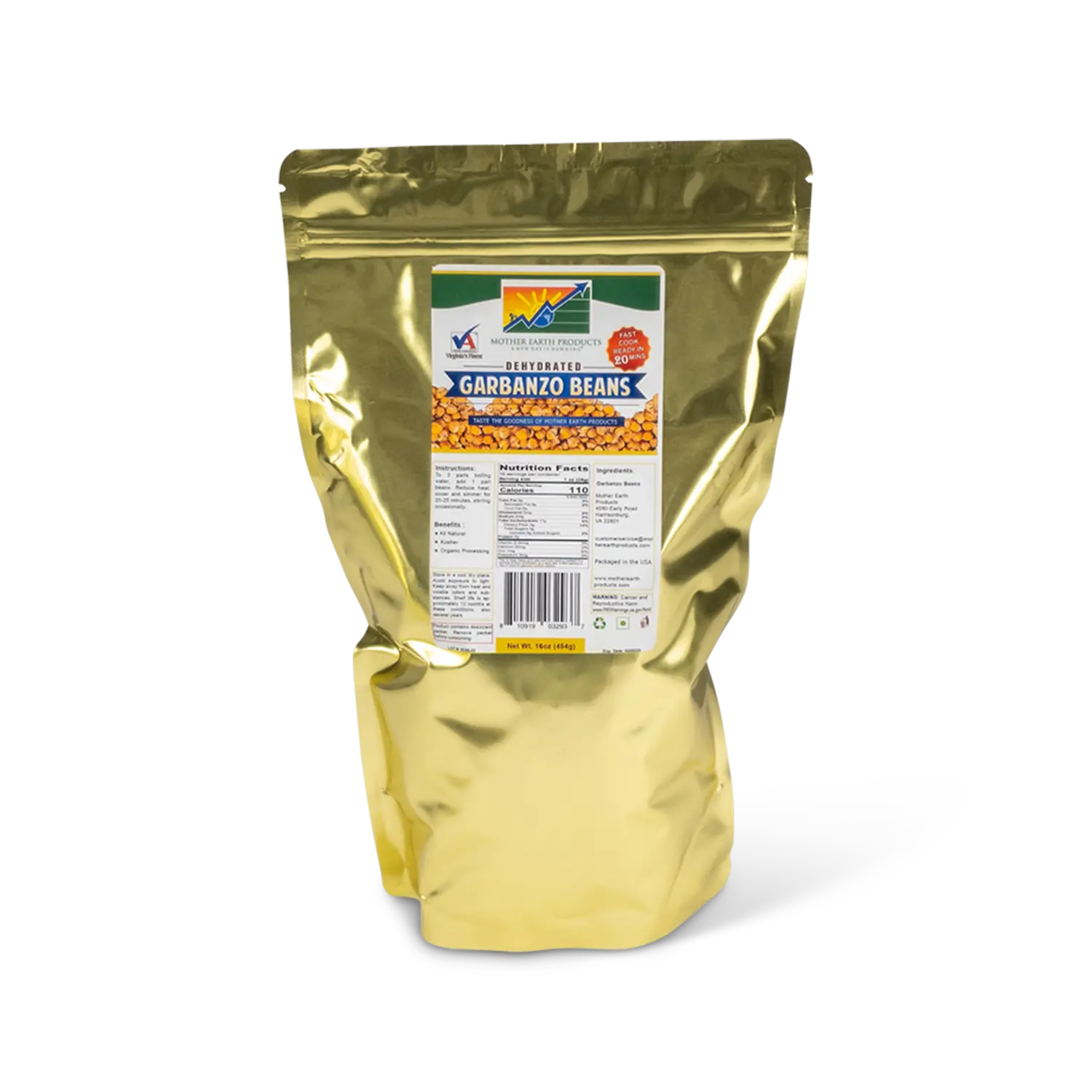 Instant Garbanzo Beans – Non-GMO, Fast Cooking, Shelf Stable | Quart Mylar
