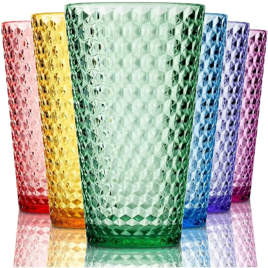 Laguna Plastic Drinking Glasses,  Durable BPA-Free Water Tumblers, Dishwasher-Safe, Stackable Cups in Assorted Colors, 18 oz Set of 6