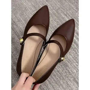 Women's Fashion Slip-On Flats, PU Leather Design, Pointed Toe, Buckle Strap, Non-Slip Rubber Sole, Comfortable All-Day Wear, Flats Shoes