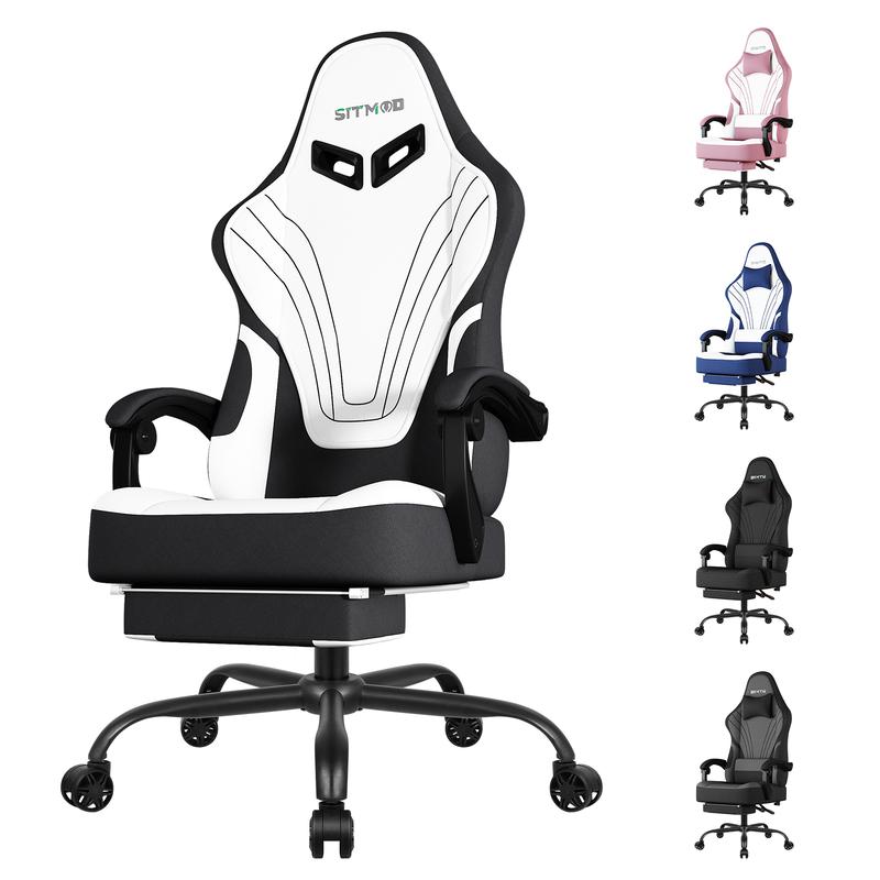 Gaming Chair, Big and Tall Gaming Chairs for Adults with Footrest and Lumbar Support, Comfortable Ergonomic Fabric Computer Chair 400 lbs, 360° Swivel, Height Adjustable Video Gamer Chair