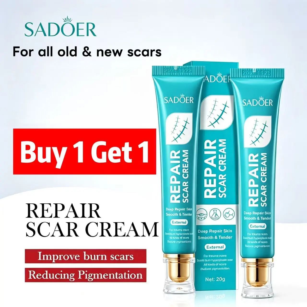 [Buy 1 Get 1] SADOER Skin Repair Cream 20g, Moisturizing & Smoothing Body Lotion, Nourishes for Soft Even-Toned Skin