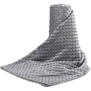 Weighted Blanket Cover 48x72, Grey Minky Dot & Fleece Removable Duvet Cover with 12 Ties, Washable Fabric for 48x72 Weighted Blankets, Soft Minky and Cozy Fleece Dual-Sided Cover