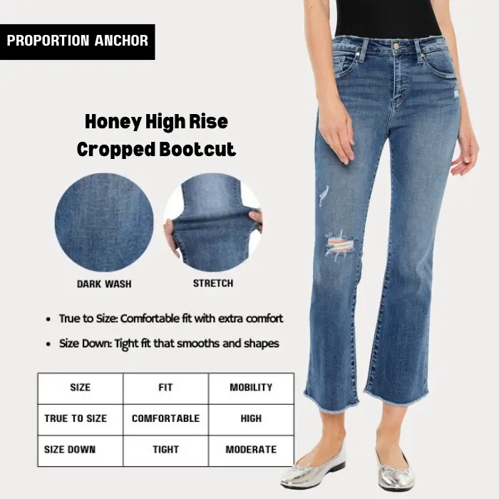 [PROPORTION ANCHOR] KANCAN - Honey Essentials Women's Denim High Rise Cropped Bootcut