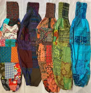 Patchwork Harem Pants with Pockets, Boho Hippie Cotton Pants, Women’s and mens Summer Lightweight Pants, Festival Pants