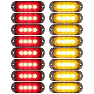 Partsam 16Pcs 3.4 inch Aluminum Housing Red/Amber LED Clearance Side Marker Lights, Surface Mount Marker Lights of Trailer Pickup Truck Tractor RV Motorcycle Golf Cart,IP67 Waterproof(8Red +8Amber)