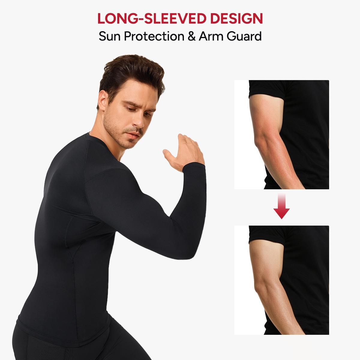 【Clearance】Nebility Men's High Compression Long Sleeves Quick Dry Moisture Wicking Shirts for Fishing Workout Gym UPF SPF Sun Protection T-Shirts with High Elasticity compression shirts